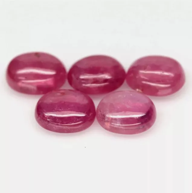 Rubis Naturel Cabochon 10,62ct Rubin Oval 5pz Gemme Corindon 6.4x8mm 2