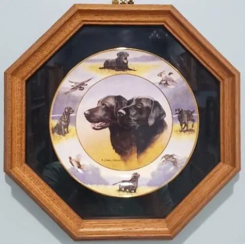 Franklin Mint Framed Plate "The Sporting Life" (Labs) By Nigel Hemming #Hb 9254