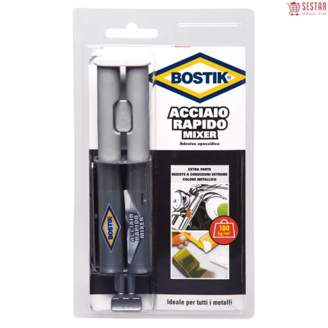 Bostik Stick Da 24Ml Acciaio Rapido Mixer Adesivo Epossidico Bicomponente Imp...