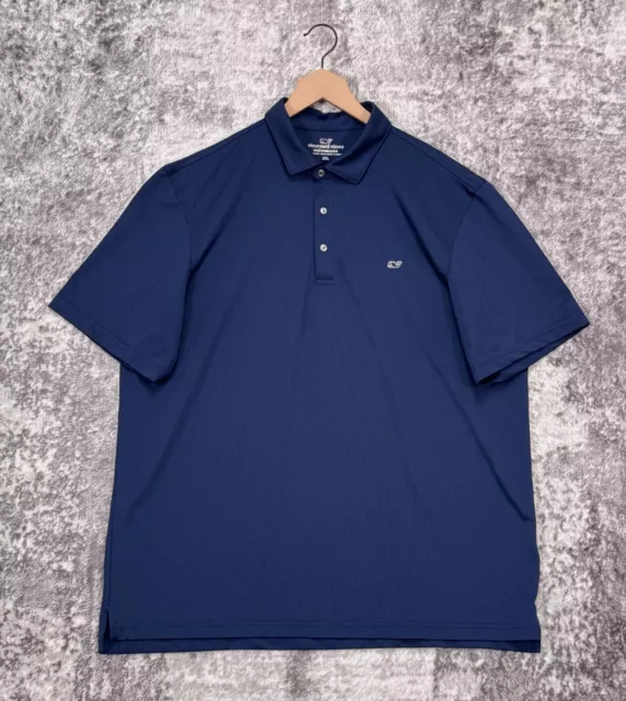 VINEYARD VINES POLO Shirt 2XL Mens Solid Blue Performance Short Sleeve ...