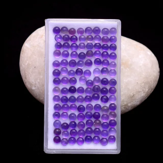 Natural Purple Amethyst Cabochon 3mm Round Wholesale Lot 112 Pcs Loose Gemstones