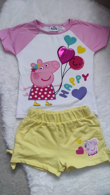 Girls Peppa Pig Top T Shirt Outfit Shorts Set 4 Years worn once