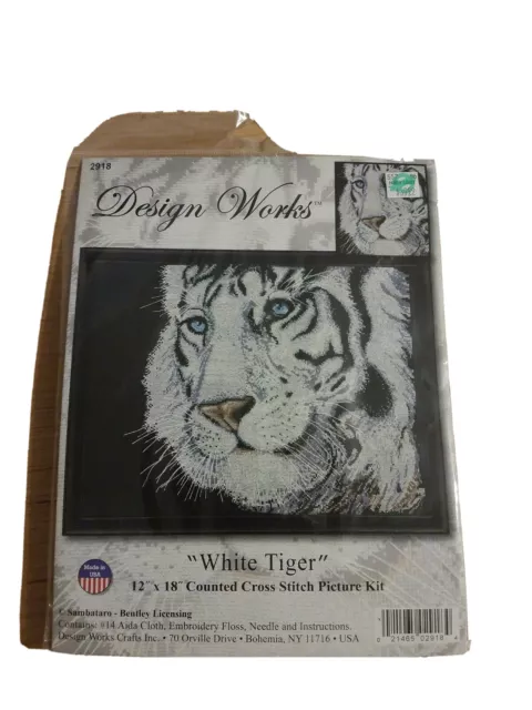 DESIGN WORKS Counted Cross Stitch Kit - WHITE TIGER 12" x 18"