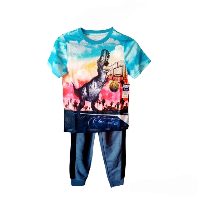 Wonder Nation Boys Pajama Set-8-Dinosaur Playing Basketball