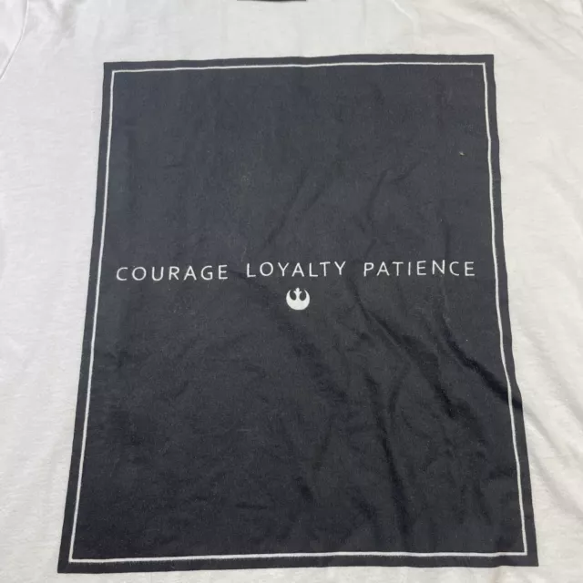 Star Wars The Force Be With You White T Shirt Size M “Courage Loyalty Patience” 3