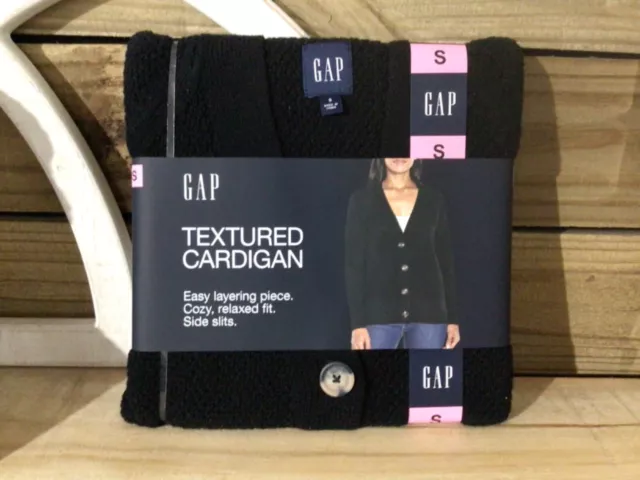 New Gap Ladies Textured Cardigan Black Size Small