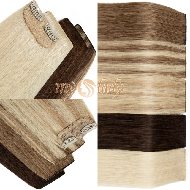 One Piece Hair Pad Clip In Top Topper 100% Remy Human Hair Extensions Blonde USA