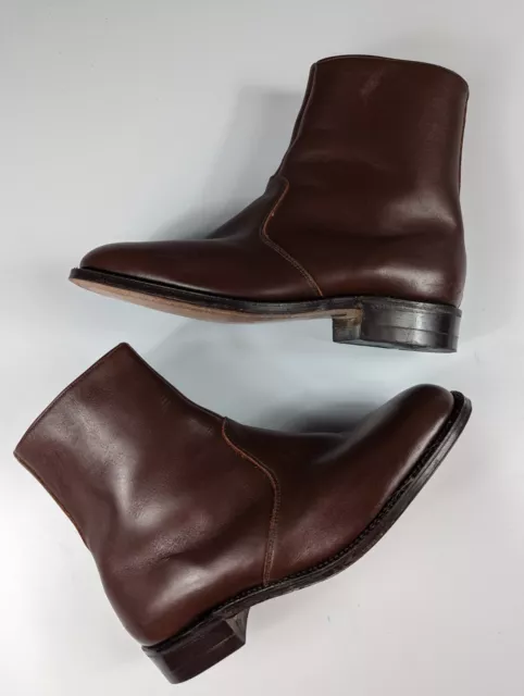 Hitchcock Brown Leather Ankle Zipper Boot Men's Size 5 Exeter Made In England