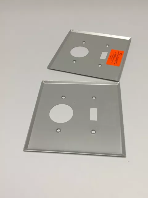 Lot Of 2 Sianor Oversize Aluminum 2-Gang Toggle/Range Wall Plates (Nos)