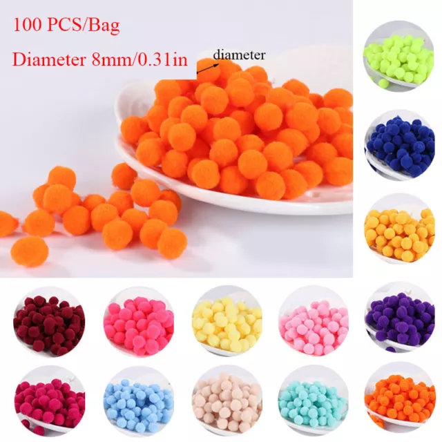 100 piezas Mini ollas esponjosas pomo bola de pelo hágalo usted mismo pompones niños juguete acceso