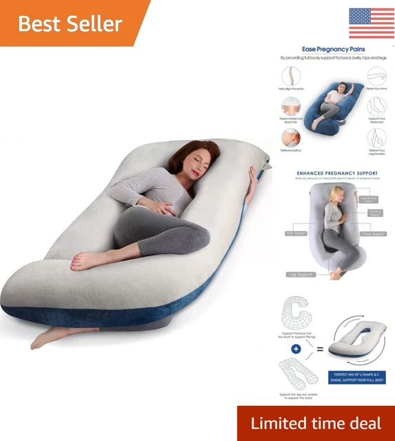 Plush Pregnancy Pillow - U-Shape Full Body Support - Washable Velvet Cover