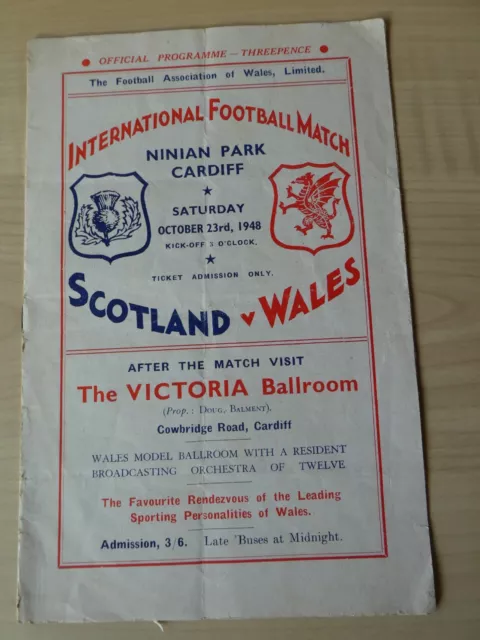 Wales v Scotland 1948  International @ Ninian Park, Cardiff Official programme