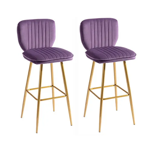 Set of 2 Bar Stools with Back and Footrest Counter Height Dining Chairs 8 Colors