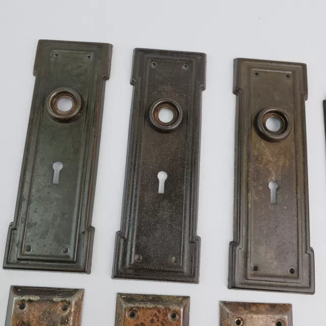 Lot of Vintage Art Deco Door Handle Locking Back Plates 2