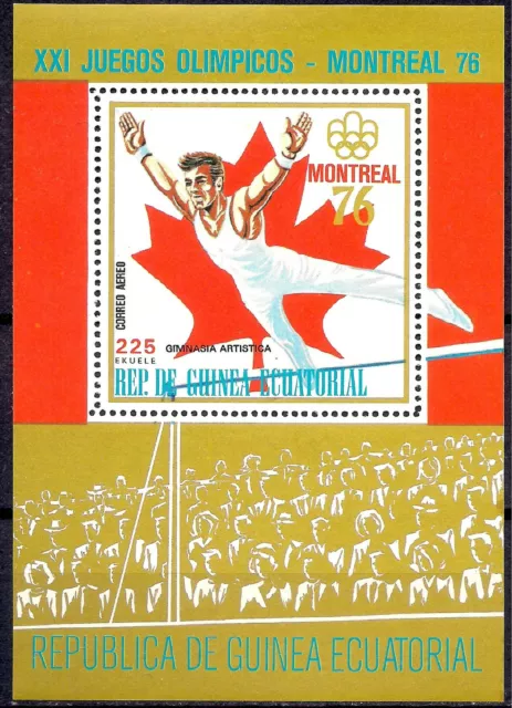 Equatoriale Guinea 1975 Montreal Olimpiadi Giochi Ginnastica Sport Bandiere M S