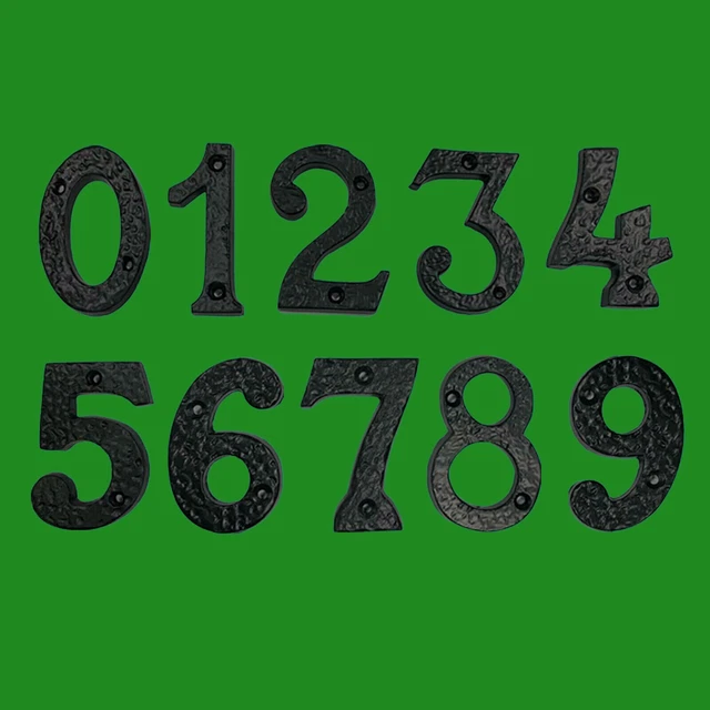 3x 4" (102mm) Black Cast Iron Antique Door Numbers, Metal Plate, Any Three