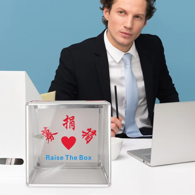 Boîte Tombola Transparente En Aluminium - Urne De Vote, Tirelire, Boîte à Dons Multifonction Pour événements Caritatifs, Bureau, école