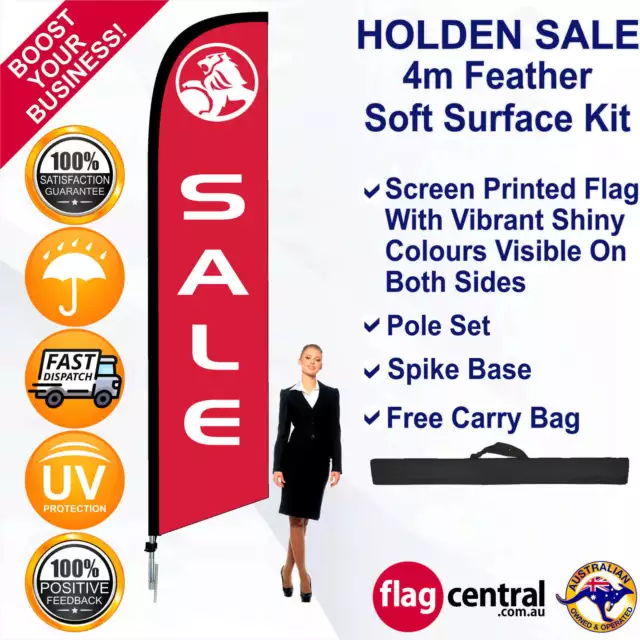 HOLDEN SALE Red 4m Feather Flag/Banner Kit with Spike *UV Protected *Waterproof