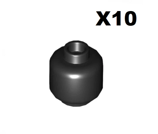 Lego ® Lot 10 Tête Noir Figurine Minifig Black Head 1x1 Brique Ronde 3626 NEW
