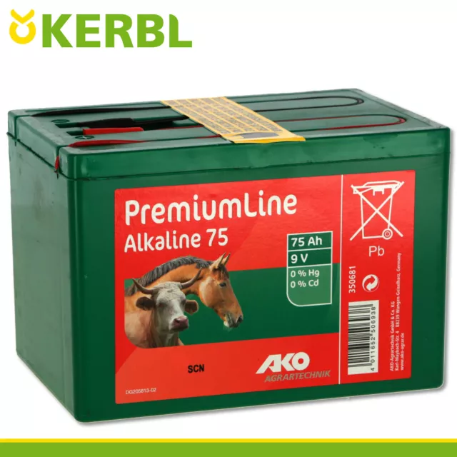 Kerbl Ako Alcalin Pile de Clôture 9V 75Ah Tension Schutz Vaches Bovins Mouton