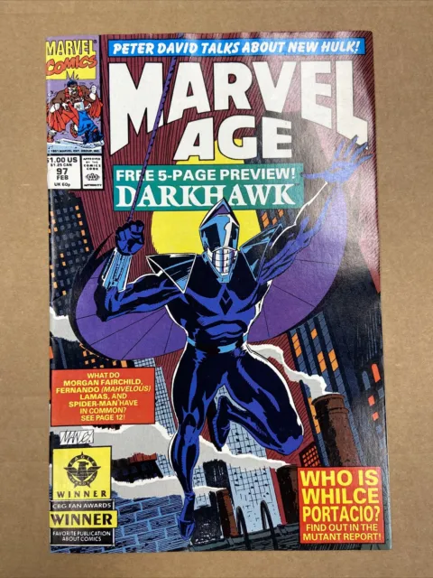 Marvel Age #97 (Marvel Comics) 1st Darkhawk