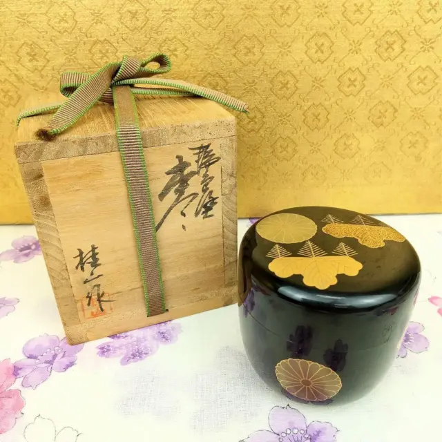 Natsume Tea Caddy Container Canister Makie(Gold Lacquer) U-0268