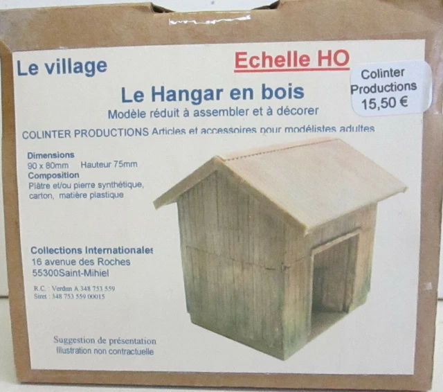 Maquette Hangar En Bois HO - 90x80mm Hauteur 75mm - Colinter Productions - Non Peinte