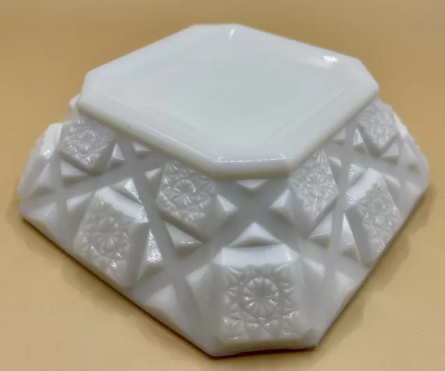 Vintage Westmoreland Paneled Old Quilt Milk Glass Square Ashtray