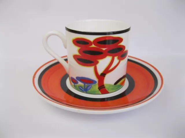 Wedgwood Clarice Cliff  Red Tree  Espresso Cup & Saucer Limited, Cafe Chic