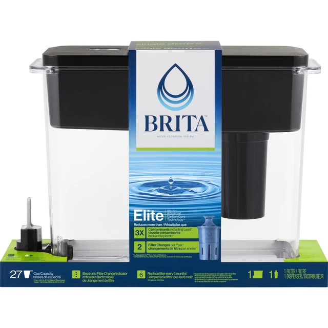 BRITA ULTRAMAX POLYSTYRENE 27Cup Black Water Filter Dispenser,with