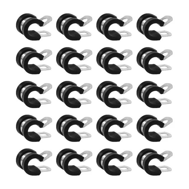 20 Pcs Collier De Serrage Acier Inoxydable En Caoutchouc Pinces Serre-fils