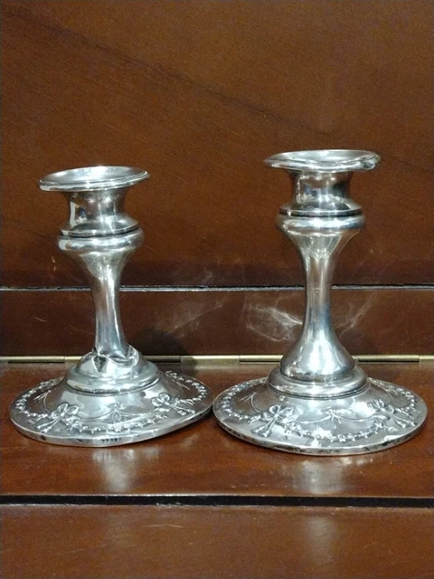 Pair Of Sterling Silver Candlesticks