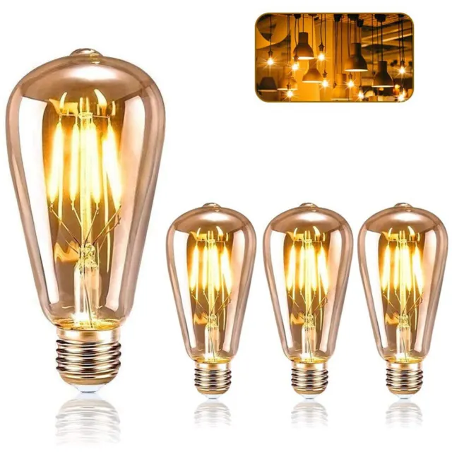 4x E27 ST64 LED Edison 4W Vintage Retro Lampe Glühlampe Filament Glühbirne Birne
