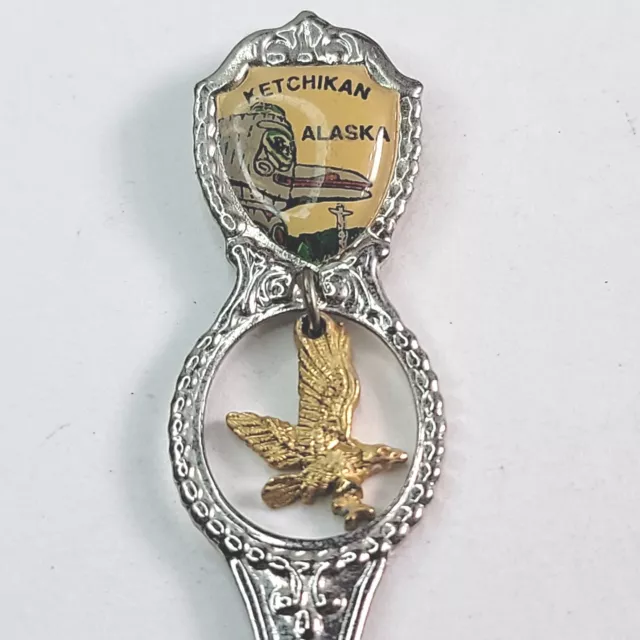 Ketchikan Alaska Souvenir Spoon Eagle Charm Gnome Ancorage 4" Long