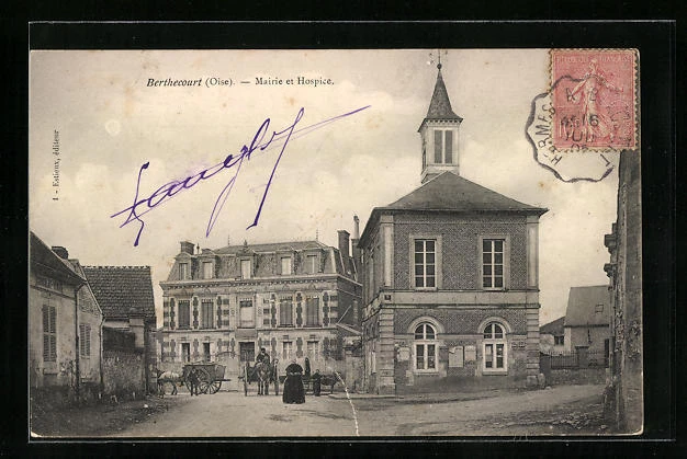 CPA Berthecourt, Mairie et Hospice