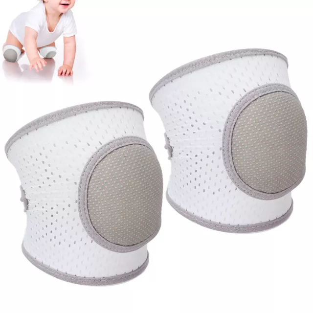 (Grey)Baby Crawling Pads Cotton Elastic Unisex Prevent Slip Infant Knee GFL