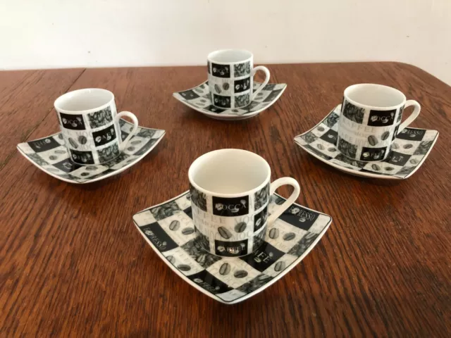 Colección César - Juego de 4 tazas y platillos de espresso efecto diseño impreso - USADOS