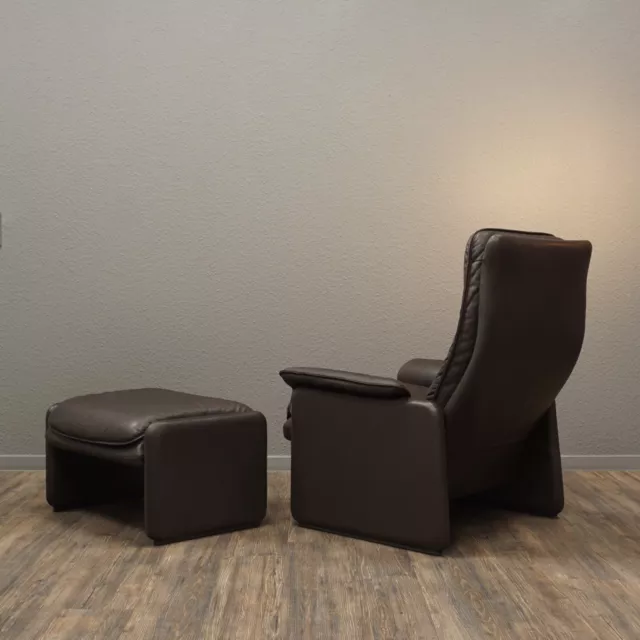 De Sede DS 61 | Sessel mit Funktion & Hocker Leder Braun | Lounge Chair Ottomane 3