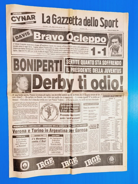 LA GAZZETTA DELLO SPROT 21 FEVRIER 1974 : Merckx Gagne à Laigueglia, Juve – Inter à La Une ! Journal Original