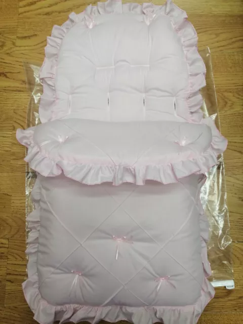 Baby Mädchen alle rosa Bandschleifen Fuß Muff gemütliche Zehen Kinderwagen Buggy