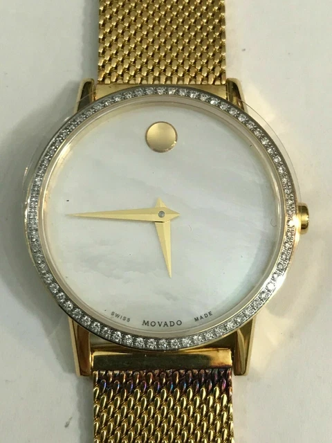 $1995 MOVADO Museum Classic Ladies Gold-tone Diamond Watch 0607307