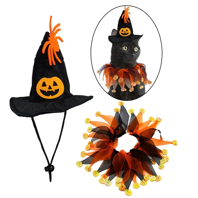 Halloween Haustierkostüm Set Kürbiskragen Anzug Bekleidung für