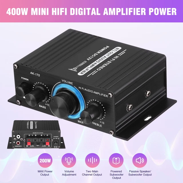 MINI HIFI DIGITAL Stereo Audio 2 Channels Amplifier Power Amp DC 12V FM