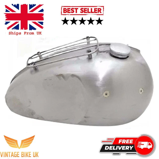TRIUMPH T120 BONNEVILLE 3.5 Gallon Raw Petrol Tank + Parcel Rack & Cap