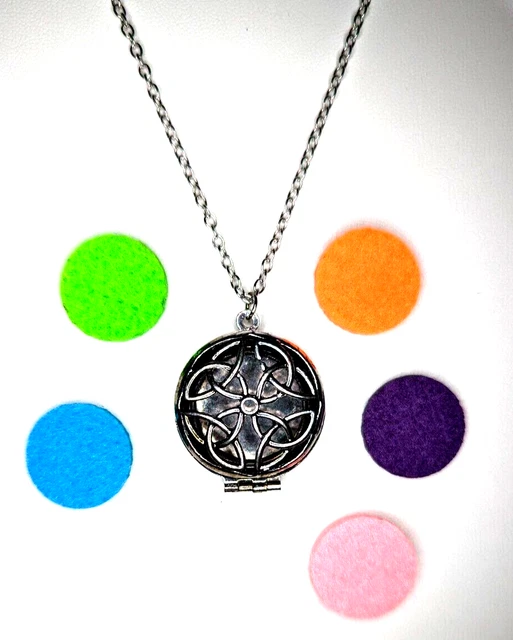 Celtic Knot Filigree Locket Necklace - Antique Silver Aromatherapy Diffuser