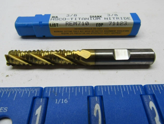 Niagara 3/8" 4-Fl Single End High Speed Cobalt Tin Coated Roughing End Mills (3)