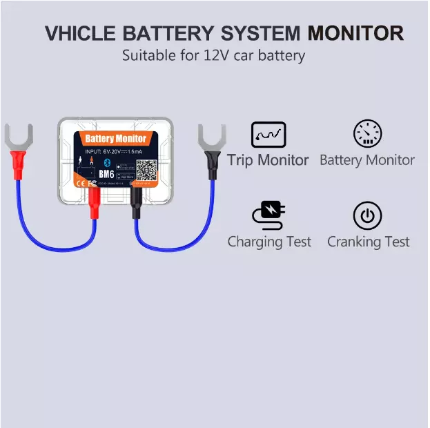 Bluetooth Battery Health Monitor 12v 6v Car battery bike MOTORHOME CAMPER KIT CA