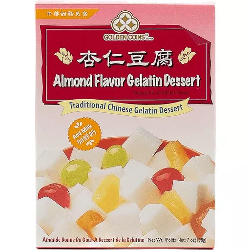 Golden Coins Almond Flavor Gelatin Dessert Mix 7 oz - Made In USA Exp 10/2025