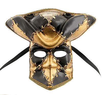 Mask Casanova from Venice Bauta Black Carnival Venetian Authentic VG12 865