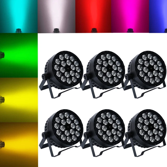 6pcs RGBWA LED PAR Stage Lighting DMX DJ Par 64 Spot Washer Light Sound Control
